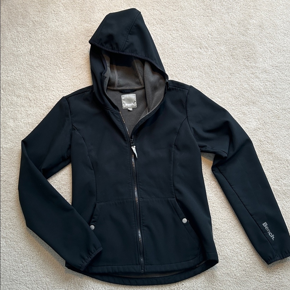 Bench Black Fleece-Lined Softshell Hooded Jacket - Size M